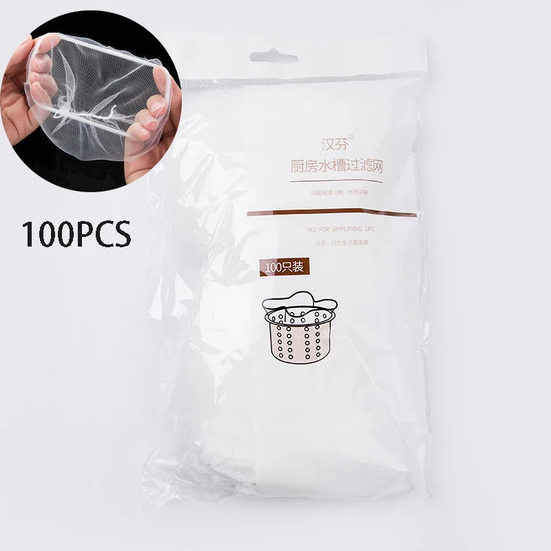 100pcs Disposable Sink Filter Mesh Bags Kitchen Sewer Drains Drainage Hole Anti-blocking Garbage Bag Pool Clean Strainers Net