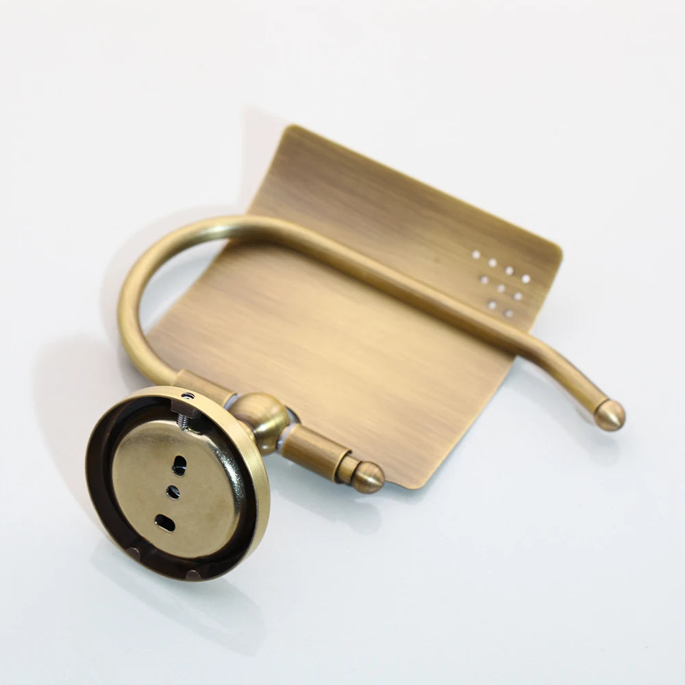 KEMAIDI Antique Brass Bathroom Accessories paper Holder Toilet Brush Rack Commodity Basket Shelf Soap Dish Robe Hook Hair Dryer