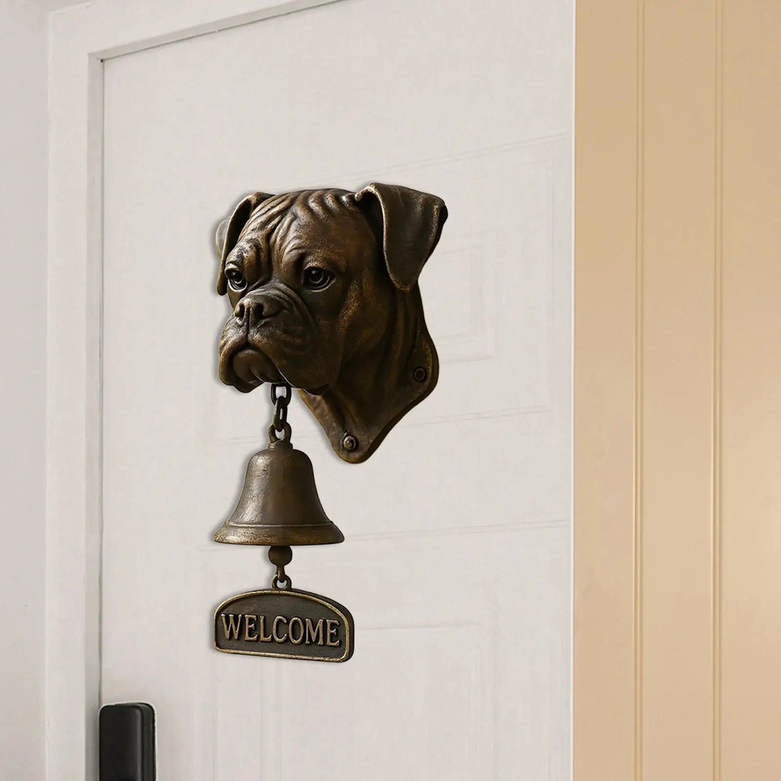 Dinner Bell Outdoor Dog Head Shape Welcome Doorbell Vintage Farmhouse Doorbell for Front Door Garden Sheds Cottage Retreats