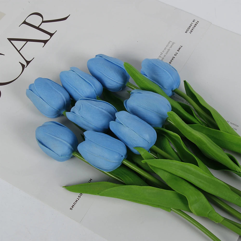 5 PCS Tulips Artificial Flowers Bunch Real Touch Tulip Flowers for Home Wedding Fake Flowers Bridal Bouquet Decoration