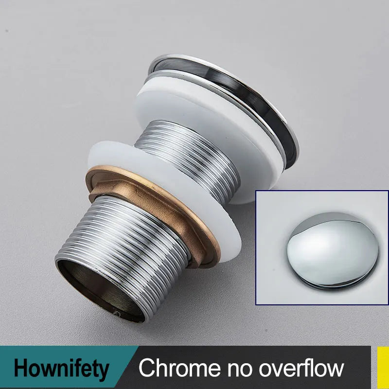 Brushed Gold Pop Up Drain Bathroom Sink Plug Drainer Black Chrome/Rose Gold/ Nickel/Gold Faucet Wash Accessories