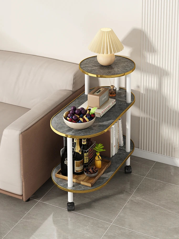 Sofa Side Table Modern Light Luxury Coffee Table Simple Solid Wood Furniture Living Room Storage Rack Corner Table Movable