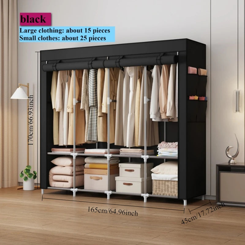 Portable Closet Large Household Multi-laye Economy Fabric Wardrobe Dustproof Rental Room Single Person Closet Clothes Organizer