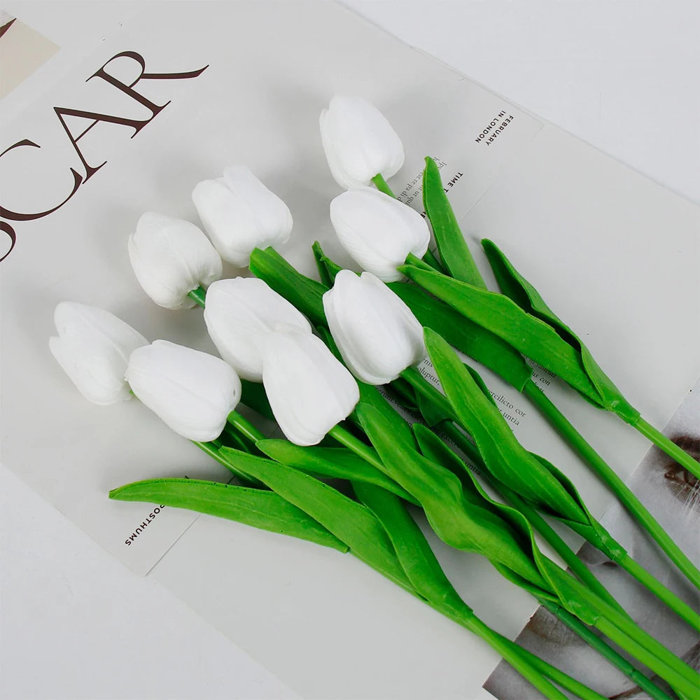 5 PCS Tulips Artificial Flowers Bunch Real Touch Tulip Flowers for Home Wedding Fake Flowers Bridal Bouquet Decoration