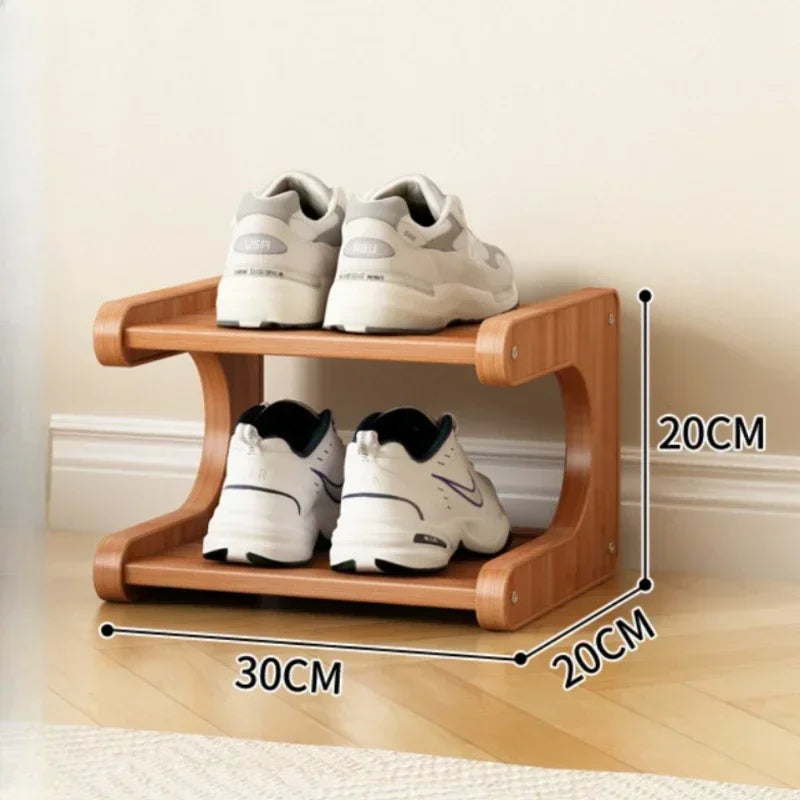 Entrance Shoe Rack Simple Shoe Storage Rack Chinese Style Shoe Cabinet Wooden Storage Rack Multifunctional Bamboo Shoe Cabinet