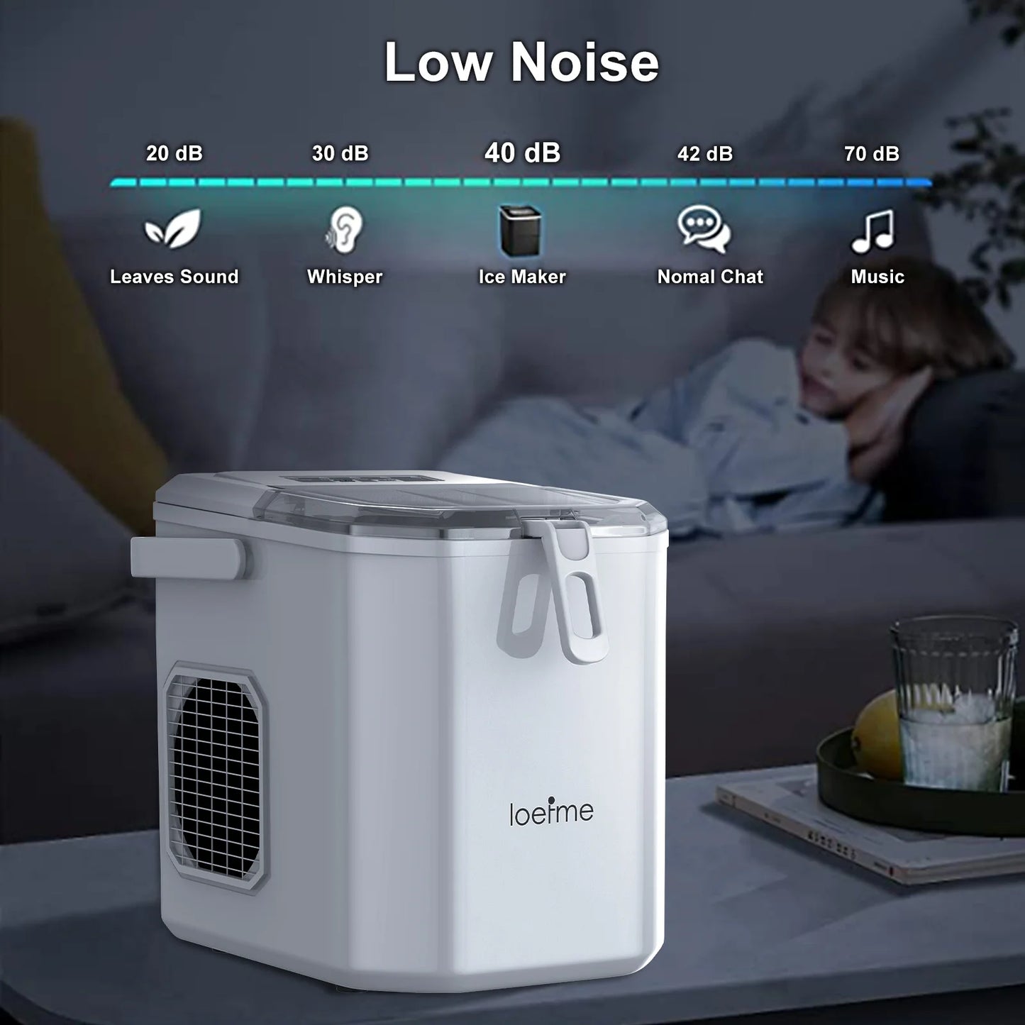 Loefme Ice Maker Cubes Machine Small Automatic Cleaning Bullet Shaped Ice Makers Fast Ice Making For Households Caffee Camping