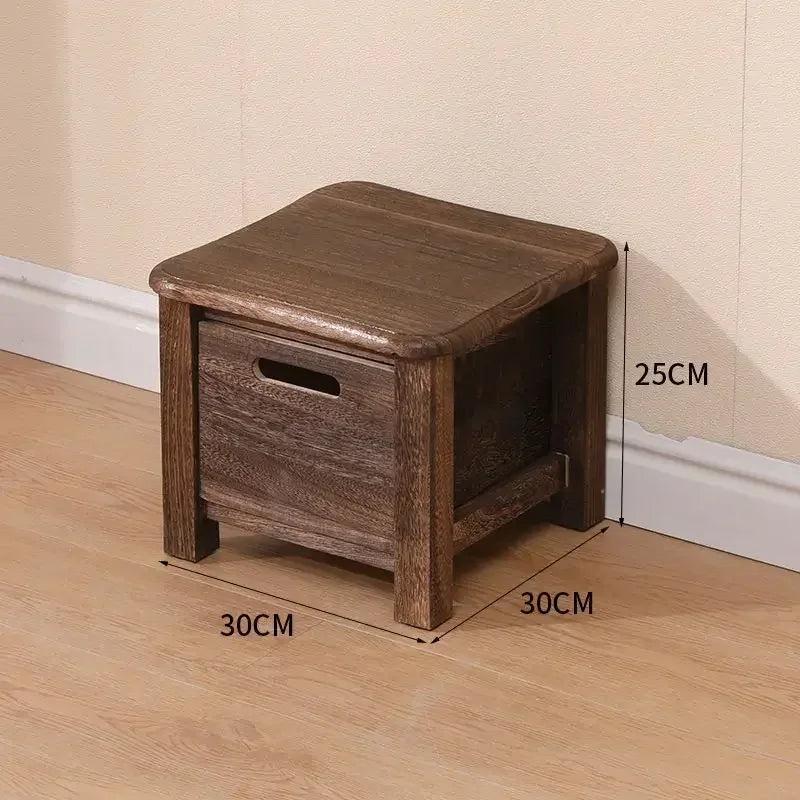 Solid Wood Hallway Entrance Change Shoes Bench Sofa Bedside Low Table Ottoman Cabinet Nordic Storage Square Stool with Drawer