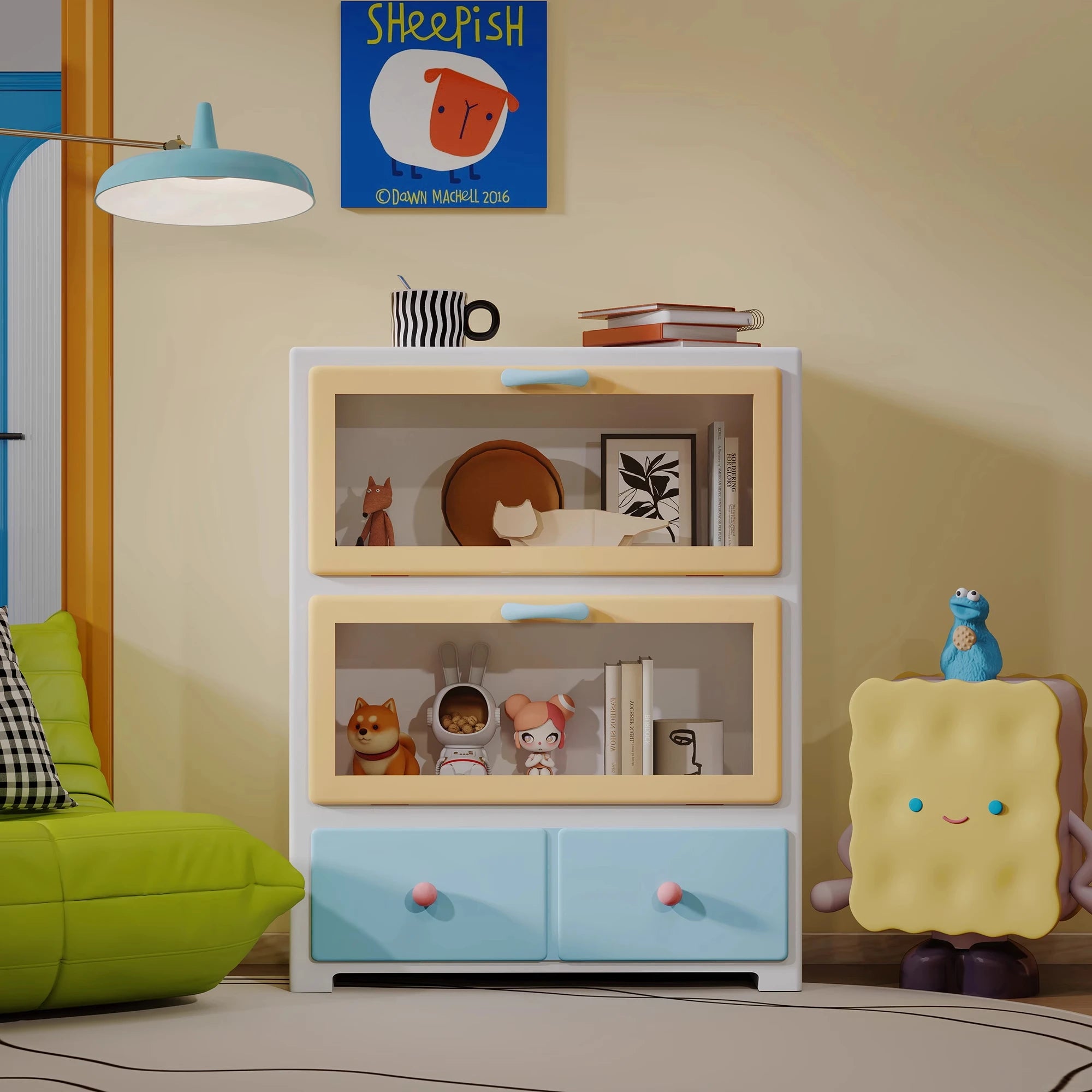 -*Color chest, bedroom storage, modern display cabinet, dust-proof glass