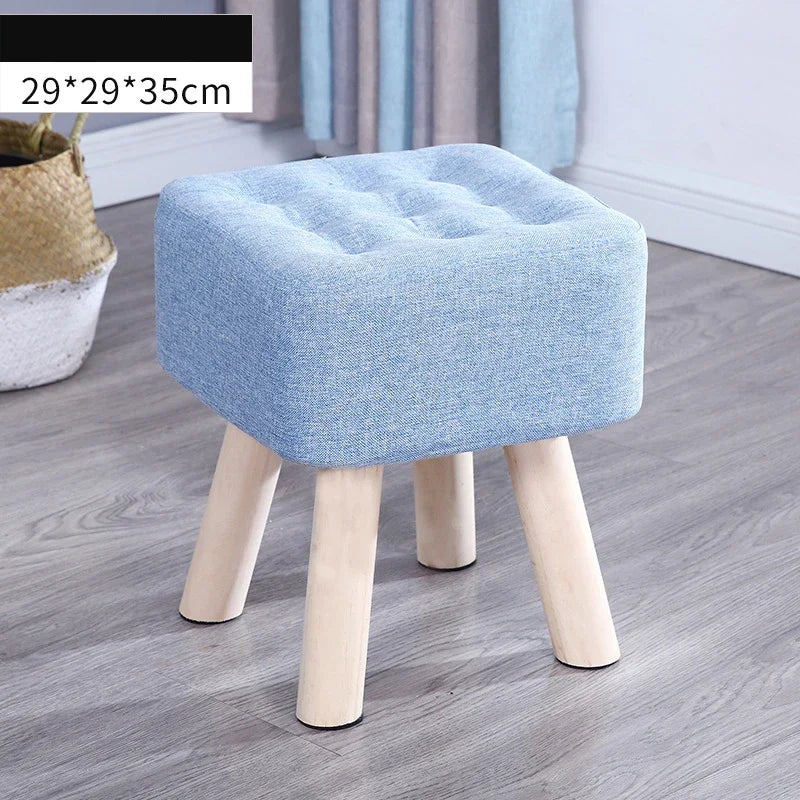 Elastic Foot Rest Stool Solid Wood Square Ottoman for Changing Shoes Small Sofa Bench Hallway Furniture Home Decoration