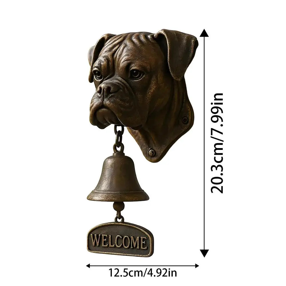 Dinner Bell Outdoor Dog Head Shape Welcome Doorbell Vintage Farmhouse Doorbell for Front Door Garden Sheds Cottage Retreats