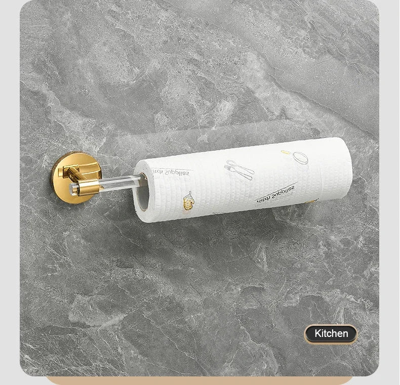 Gold and Silver Bath Towel Bar, Tissue Paper Holder Rack for Bathroom, Shelf Hanger, Toilet, Toiletries, Kitchen Accessories