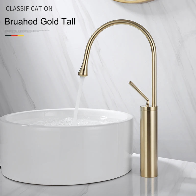 Suguword Basin Faucet Hot&Cold Water Mixer Tap Brass Deck Mounted Crane Kitchen Basin Sink Tap Mixer Single Handle Bathroom Tap