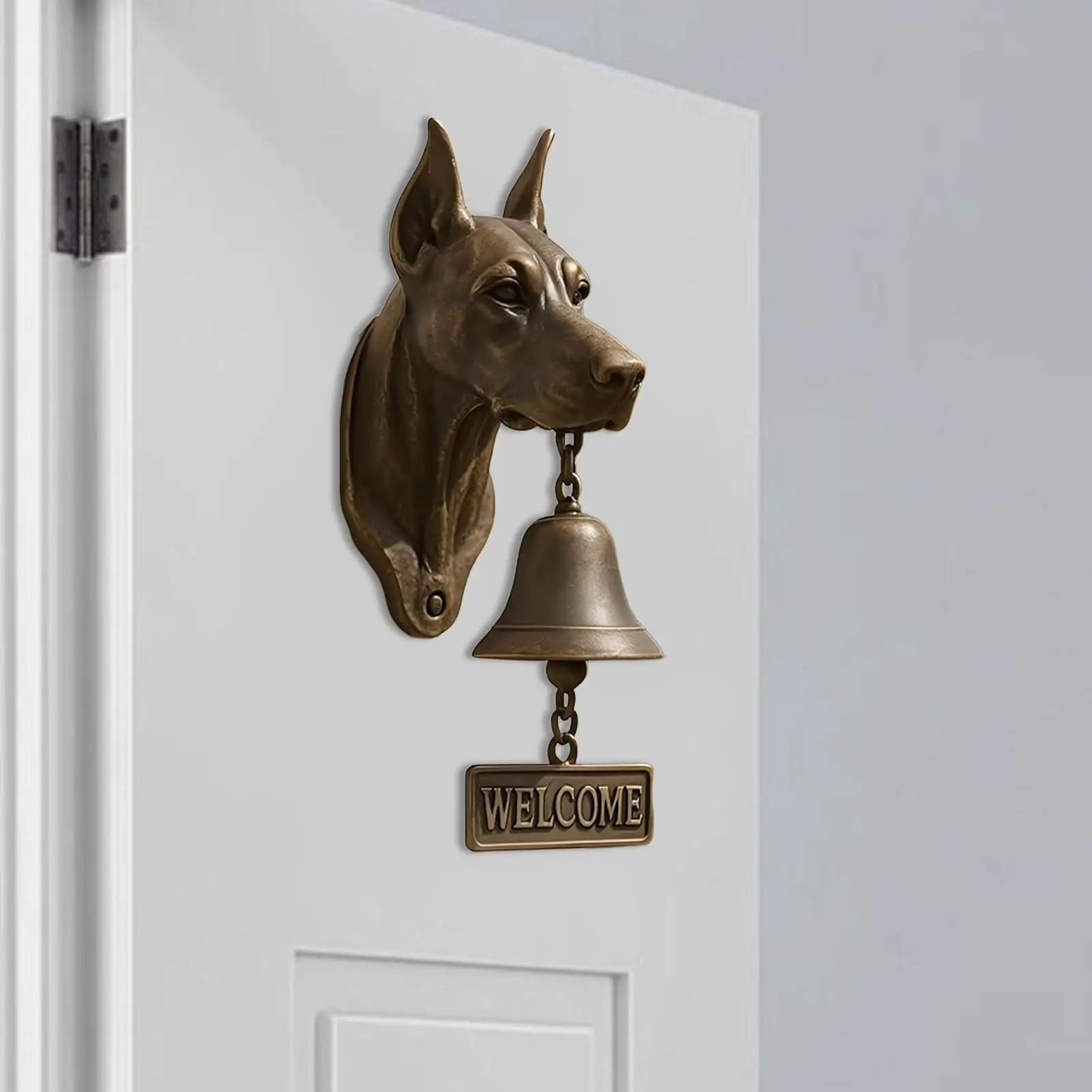 Dinner Bell Outdoor Dog Head Shape Welcome Doorbell Vintage Farmhouse Doorbell for Front Door Garden Sheds Cottage Retreats