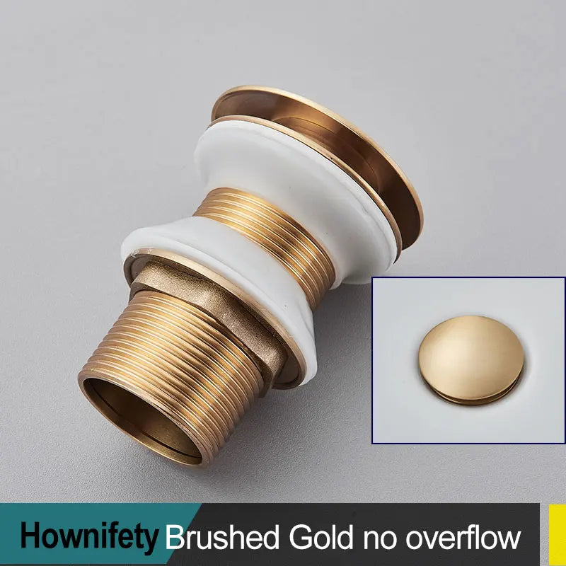 Brushed Gold Pop Up Drain Bathroom Sink Plug Drainer Black Chrome/Rose Gold/ Nickel/Gold Faucet Wash Accessories