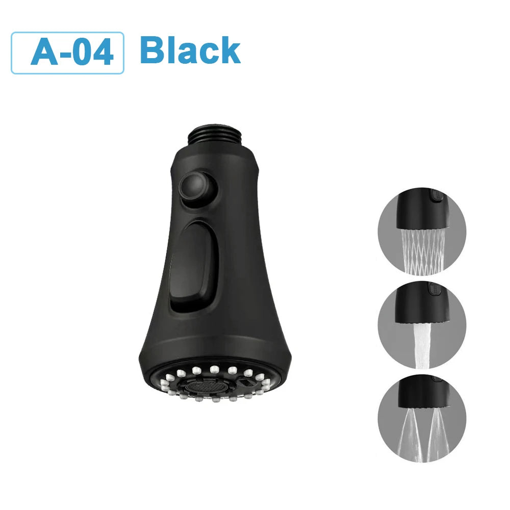G1/2 Kitchen Faucet Head Pull Out Shower Nozzle Sprayer Bathroom Sink Tap Replacement Accessory Black Silver Golden Head Aerator