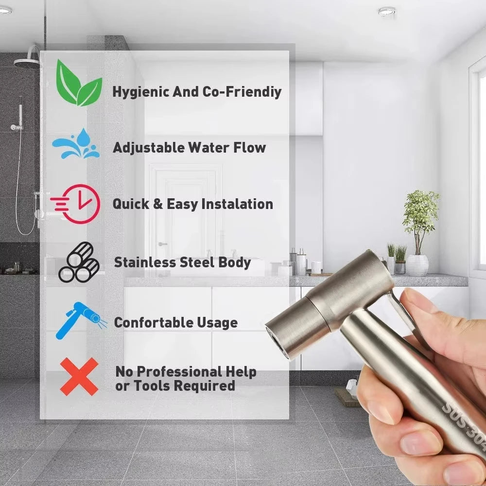 Stainless Steel Faucet Spray Gun Handheld Toilet Bidet Faucet Stainless Steel Hand Bidet Sprayers Brushed Water Sprayer