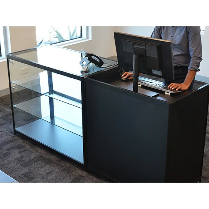 custom,L Shaped Aluminum Supermarket Retail Shop Turn Corner Glass Display Showcase Shopping Mall Lockable Display Cabinet Count