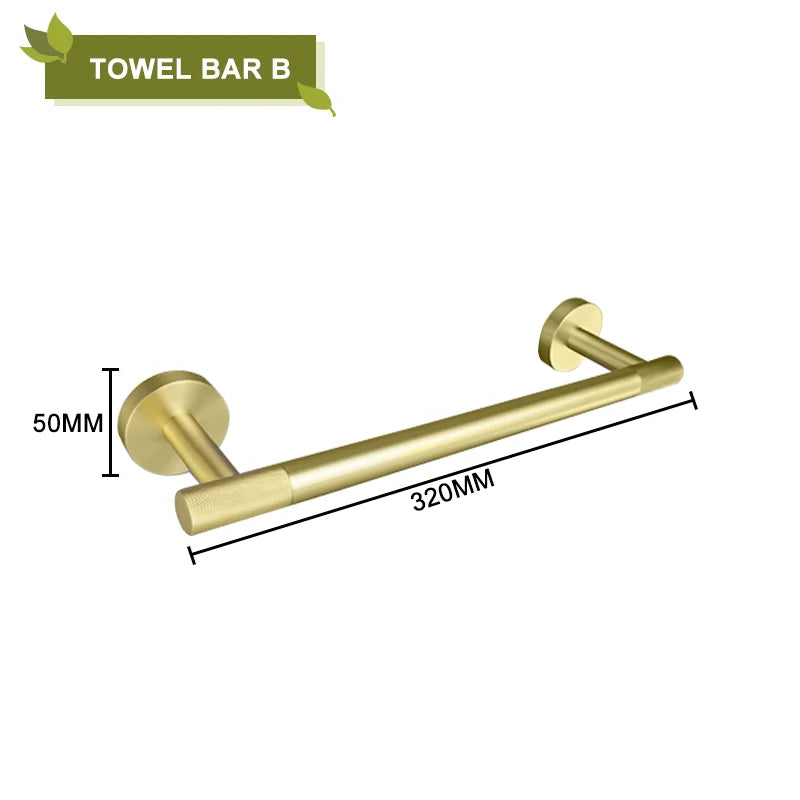 Brushed Gold Stainless Steel Bathroom Hardware Set Towel Rack Coat Hook Towel Bar Toilet Paper Holder Soap Dish Accessories