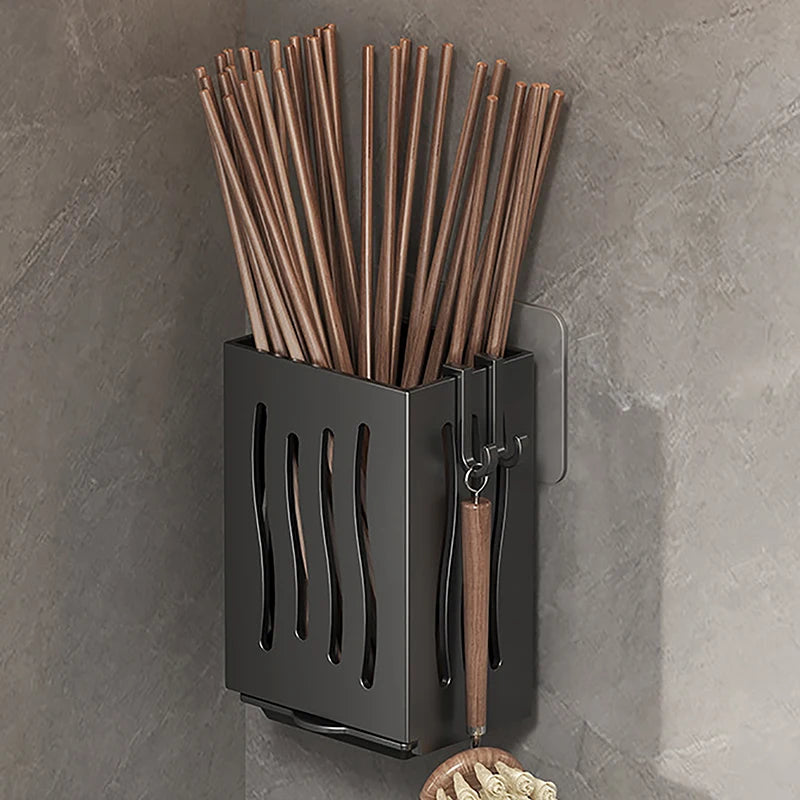 1-Piece Kitchen Utensil Rack-Multifunctional Draining Chopstick Holder,Wall-Mounted Or Freestanding Cutlery Storage Box, Plastic