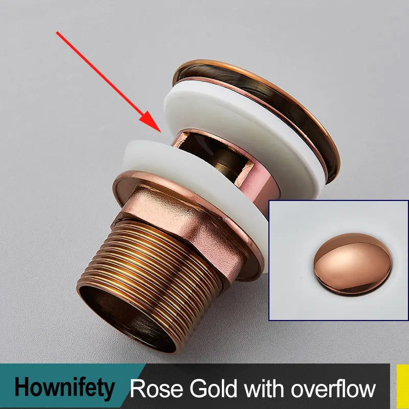 Brushed Gold Pop Up Drain Bathroom Sink Plug Drainer Black Chrome/Rose Gold/ Nickel/Gold Faucet Wash Accessories