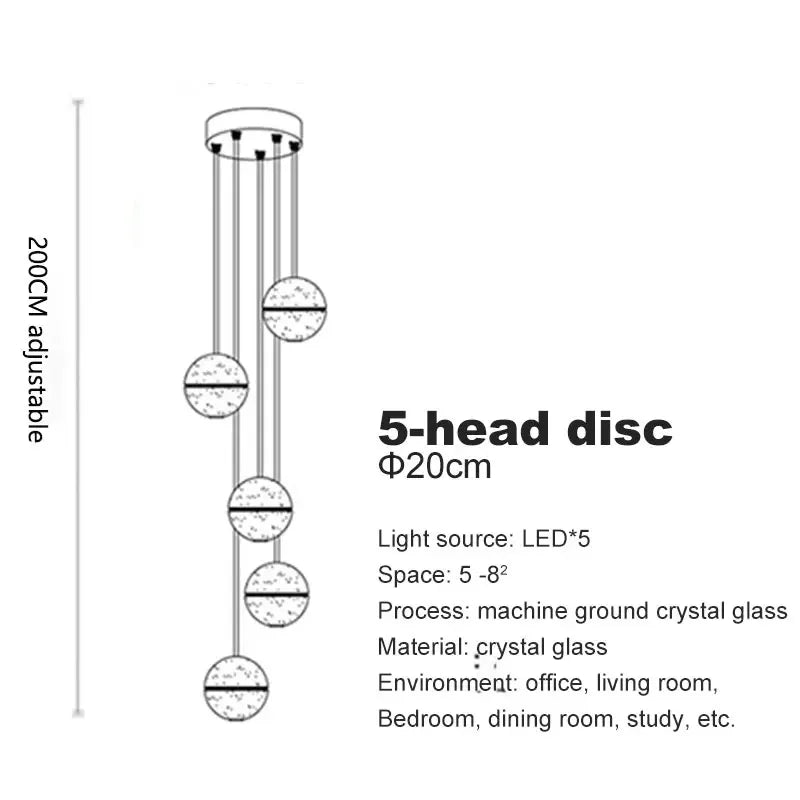 Spiral Staircase Living Room Chandeliers Crystal Ball Led Ceiling Light Lustre Living Dining Room Modern Home Decor Pendant Lamp