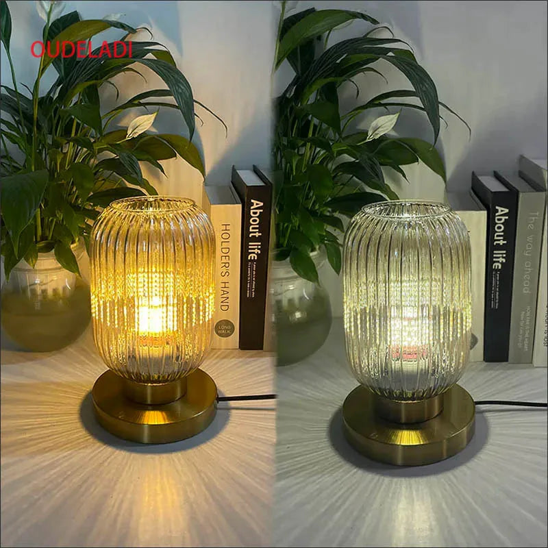 White Blue Amber Smoky gray Pumpkin Glass table lamps Bedroom Study desk lamp Modern living room Hotel bedside Decor light