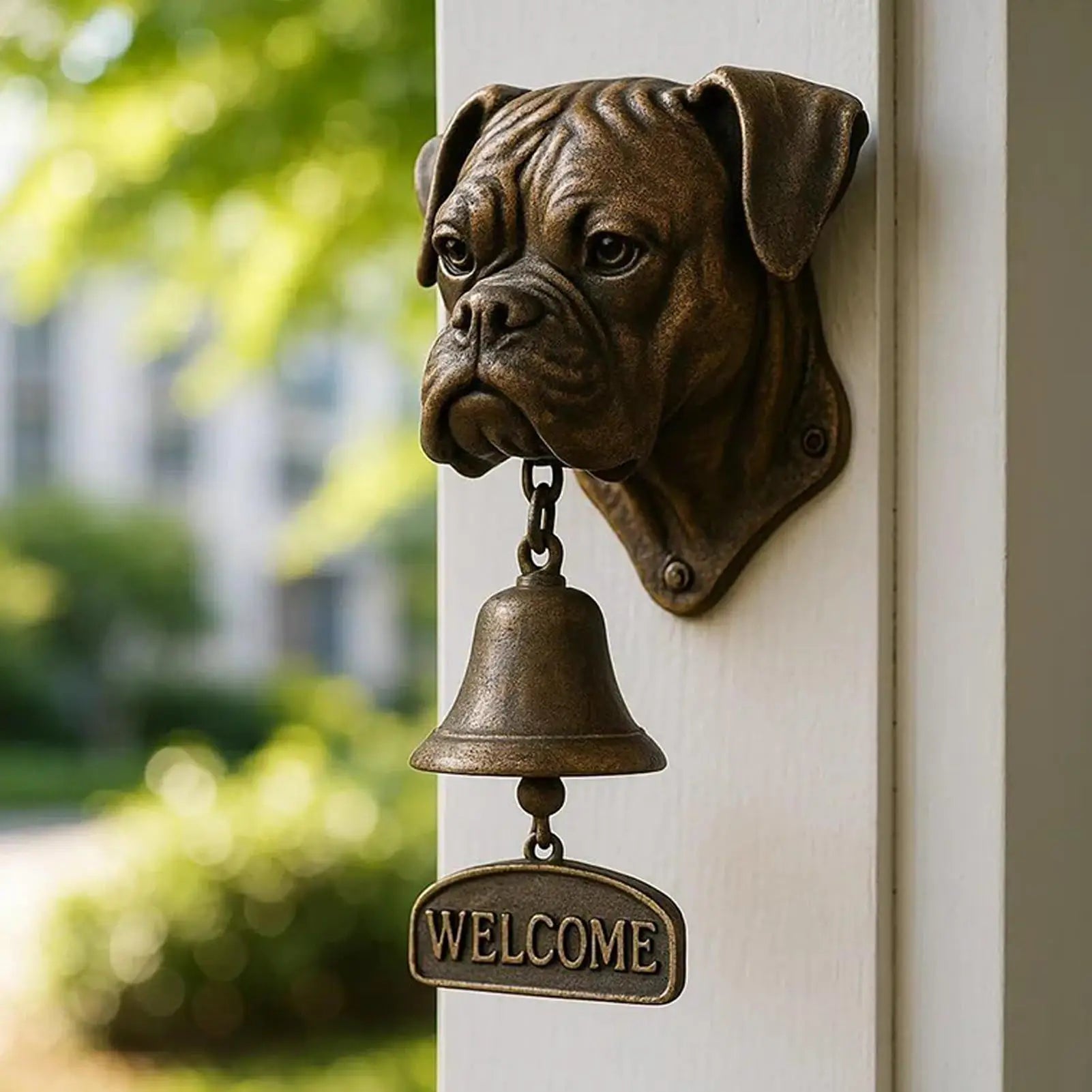 Dinner Bell Outdoor Dog Head Shape Welcome Doorbell Vintage Farmhouse Doorbell for Front Door Garden Sheds Cottage Retreats