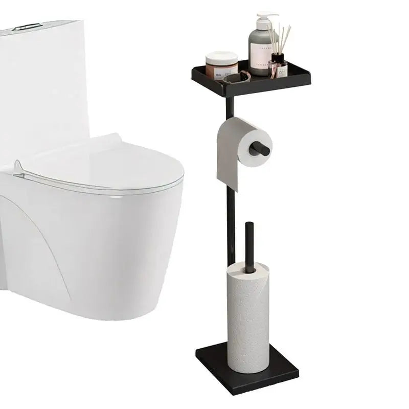Standing Toilet Paper Holder Paper Roll Holder Bathroom Toilet Tissue Stand With Storage Rack Smooth Detachable Tissue Rolls