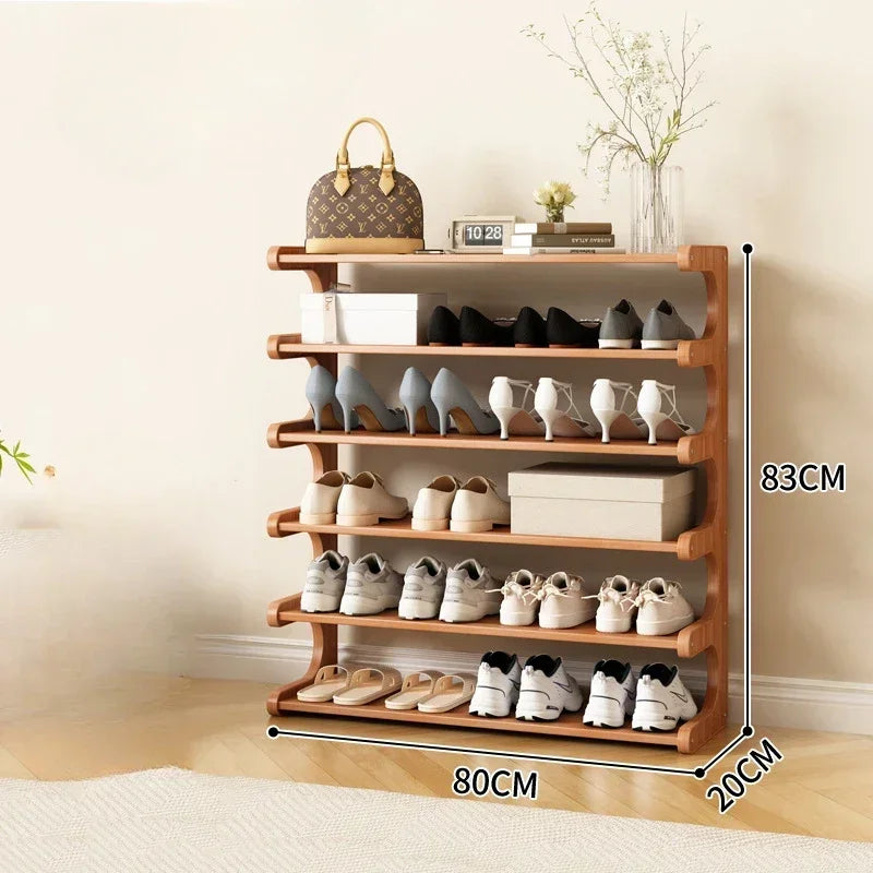 Entrance Shoe Rack Simple Shoe Storage Rack Chinese Style Shoe Cabinet Wooden Storage Rack Multifunctional Bamboo Shoe Cabinet