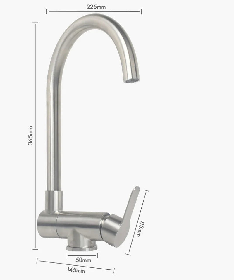 Stainless Steel Inner Window Folding Kitchen Faucet 360 Degree Swivel Hot Cold Mixer Water Tap Lead-Free Bathroom Sink Faucet