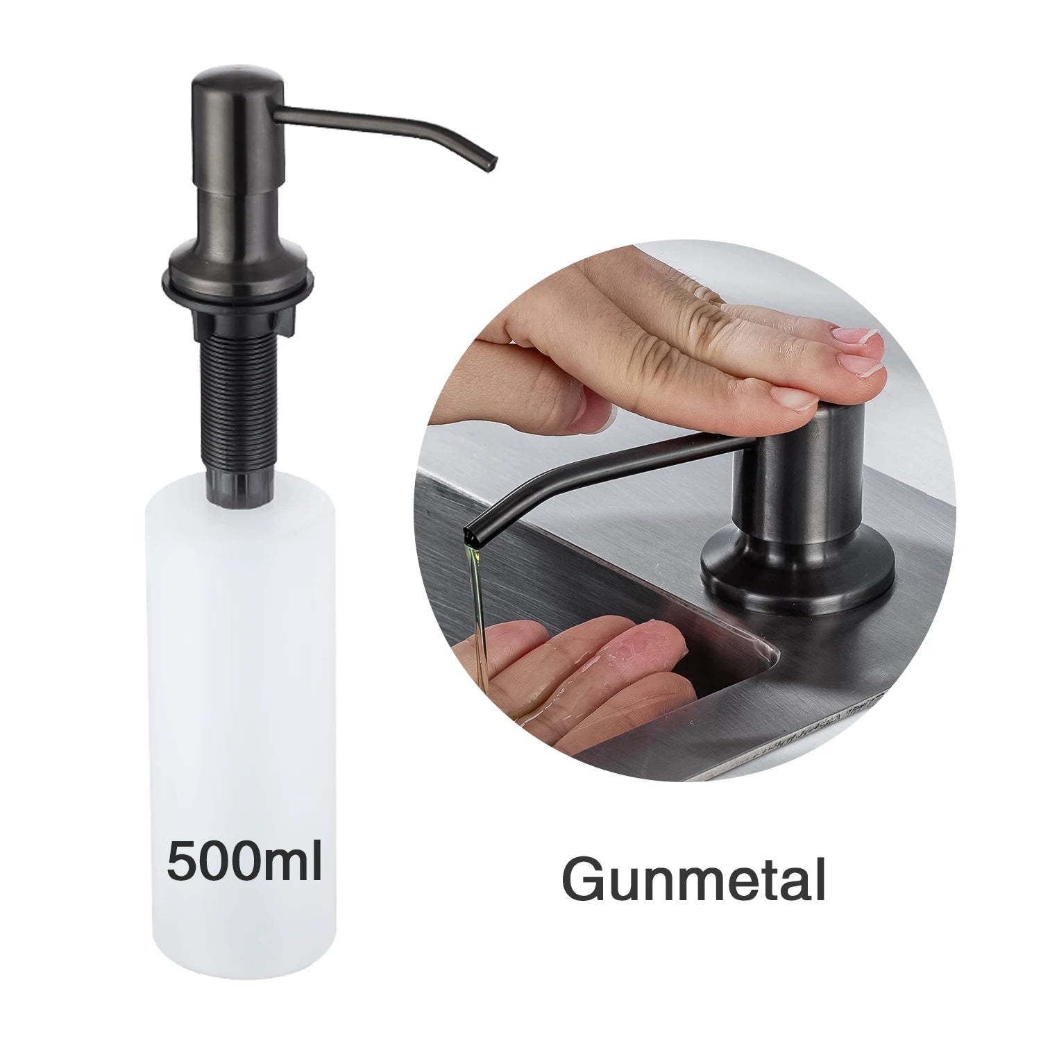 500ml Stainless Steel Detergent Dispensers Kitchen Sink Liquid Dispenser Soap PE Bottle for Bathroom Bronze Soap Dispensers