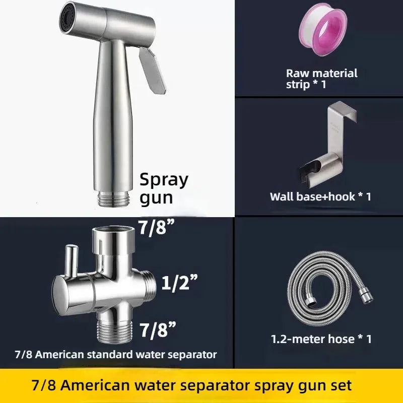 Handheld Toilet Bidet Faucet Sprayer Toilet Self Cleaning Shower Stainless Steel Bathroom Hand Bidet Spraye Set Head No Punch