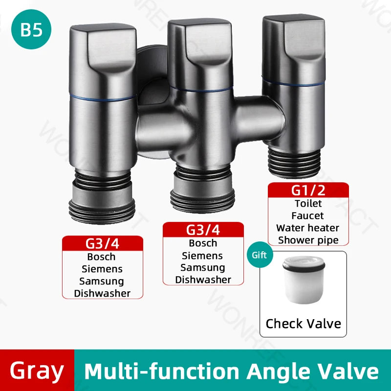 G1/2 Multi Function Washing Machine Faucet Brass Water Stop Quick Opening Angle Valve Wall Mounted Bathroom Tool Accessories