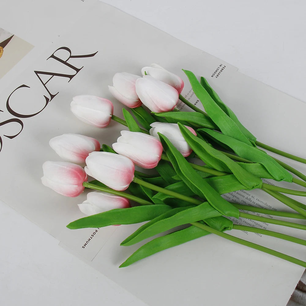 5 PCS Tulips Artificial Flowers Bunch Real Touch Tulip Flowers for Home Wedding Fake Flowers Bridal Bouquet Decoration