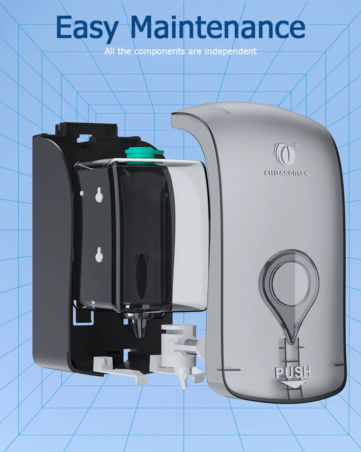 Large Foam Soap Dispenser Wall Mount 1000ML Foaming Soap Dispenser Kitchen Bathroom Foam Pump Manual Soap Dispenser Clear