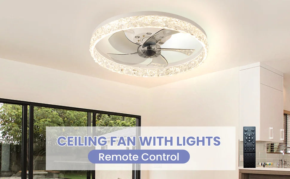 RGB TUYA Modern Ceiling Fan (With Lighting) Silent LED Dimmable Ceiling Fan (With Remote Control) for Bedroom Study Dining Room