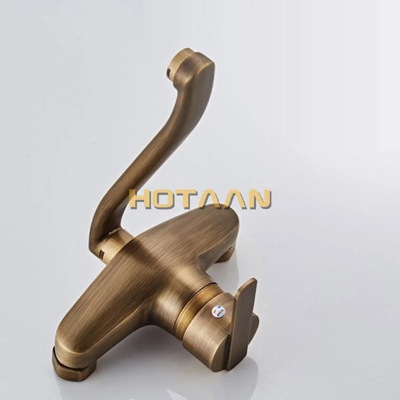 Hotaan Wall Mount Kitchen Sink Faucet Cold and Hot Rotate Swivel Water Mixer Tap Single Handle Torneira Cozinha with Long Nose