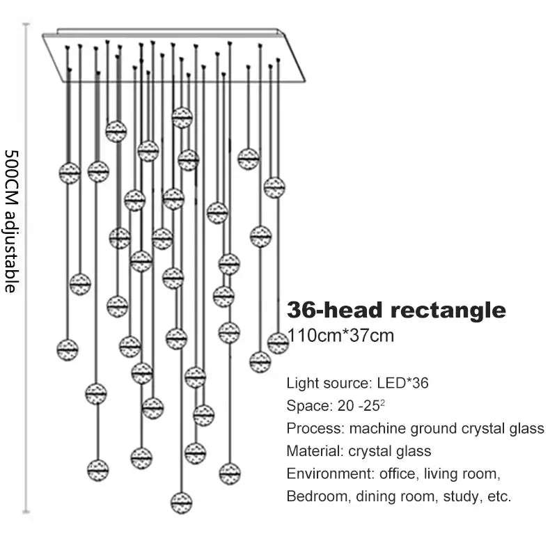 Spiral Staircase Living Room Chandeliers Crystal Ball Led Ceiling Light Lustre Living Dining Room Modern Home Decor Pendant Lamp
