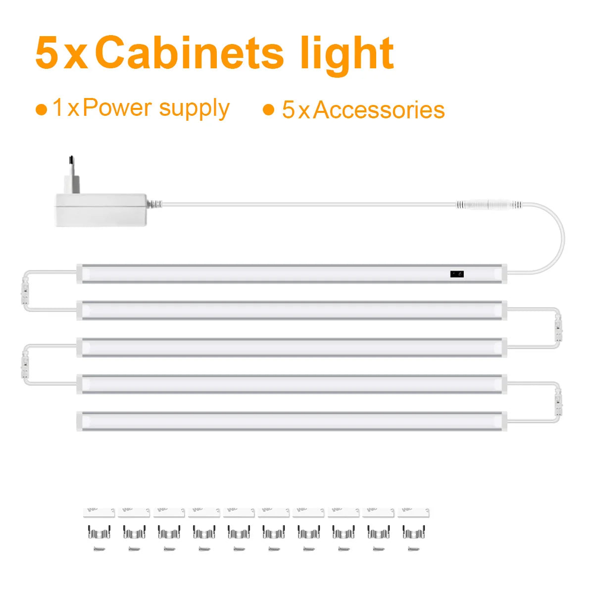 Kitchen Under Cabinet Sensor LED Lighting Kit Linkable LED Bar Light Hand Sweep Dimmable Switch Counter Shelf Workbench Closet