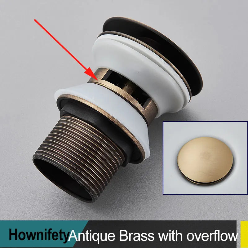 Brushed Gold Pop Up Drain Bathroom Sink Plug Drainer Black Chrome/Rose Gold/ Nickel/Gold Faucet Wash Accessories