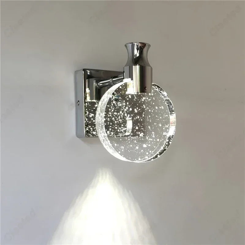 Modern Simple Crystal Bedroom Bedside Led Lights Bathroom Makeup Sconce Dining Table Wall Lamps for Room Decor Home-appliance