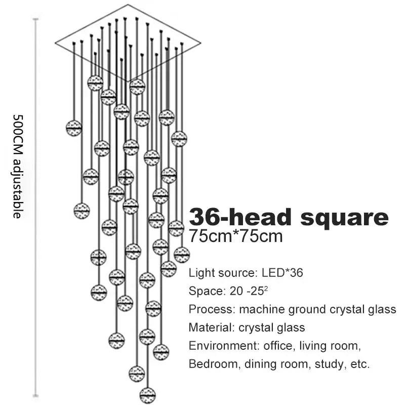 Spiral Staircase Living Room Chandeliers Crystal Ball Led Ceiling Light Lustre Living Dining Room Modern Home Decor Pendant Lamp