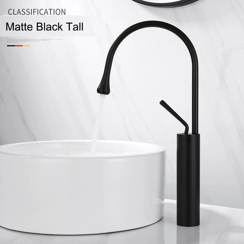 Suguword Basin Faucet Hot&Cold Water Mixer Tap Brass Deck Mounted Crane Kitchen Basin Sink Tap Mixer Single Handle Bathroom Tap