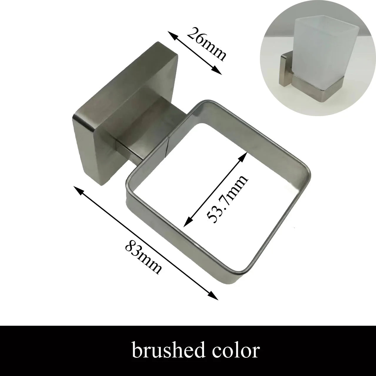 bathroom wall mounted square glass soap dish, liquid soap dispenser, toilet brush holder, toothbrush cup with SUS304 rack