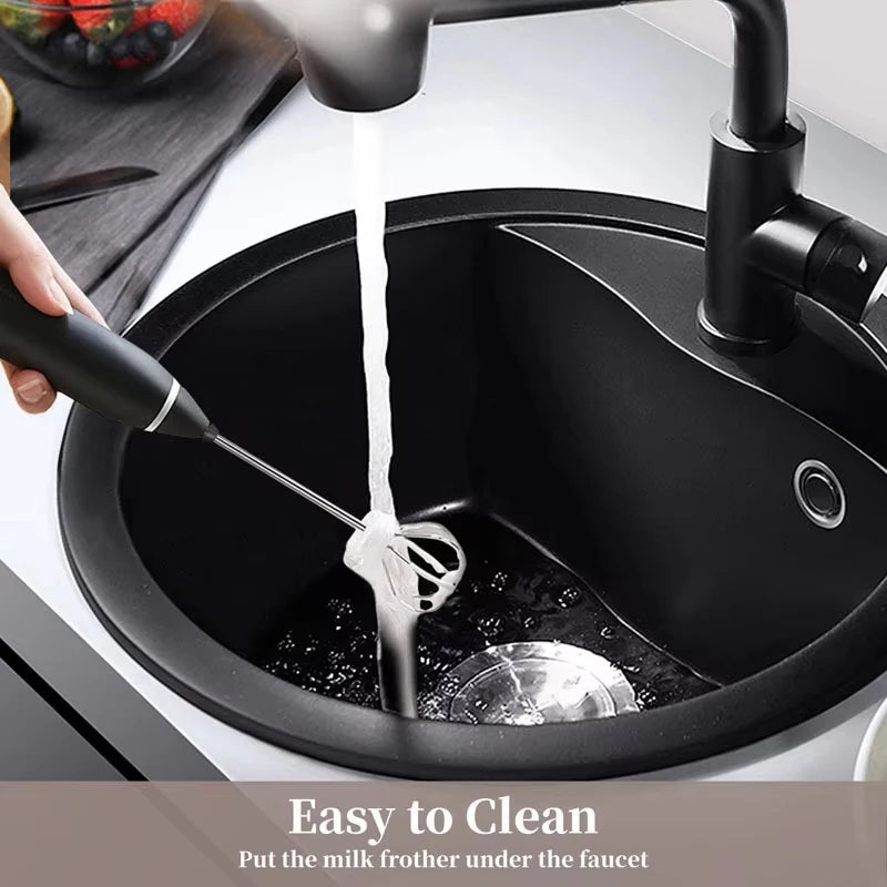 Electric egg mixer, handheld milk frother, 3-speed stainless steel coffee machine, wireless cream maker, kitchen tool blender