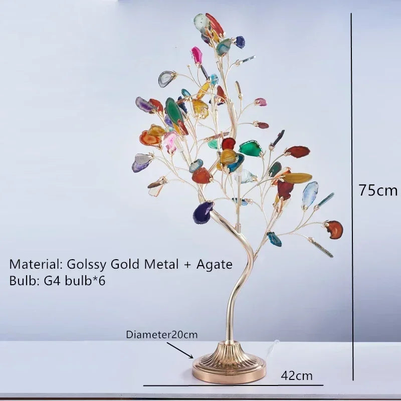 Luxury Natural Agate Chandeliers Colorful Green Blue Lighting Foyer Living Dining Room Restaurant Bedroom Pendant Lamp