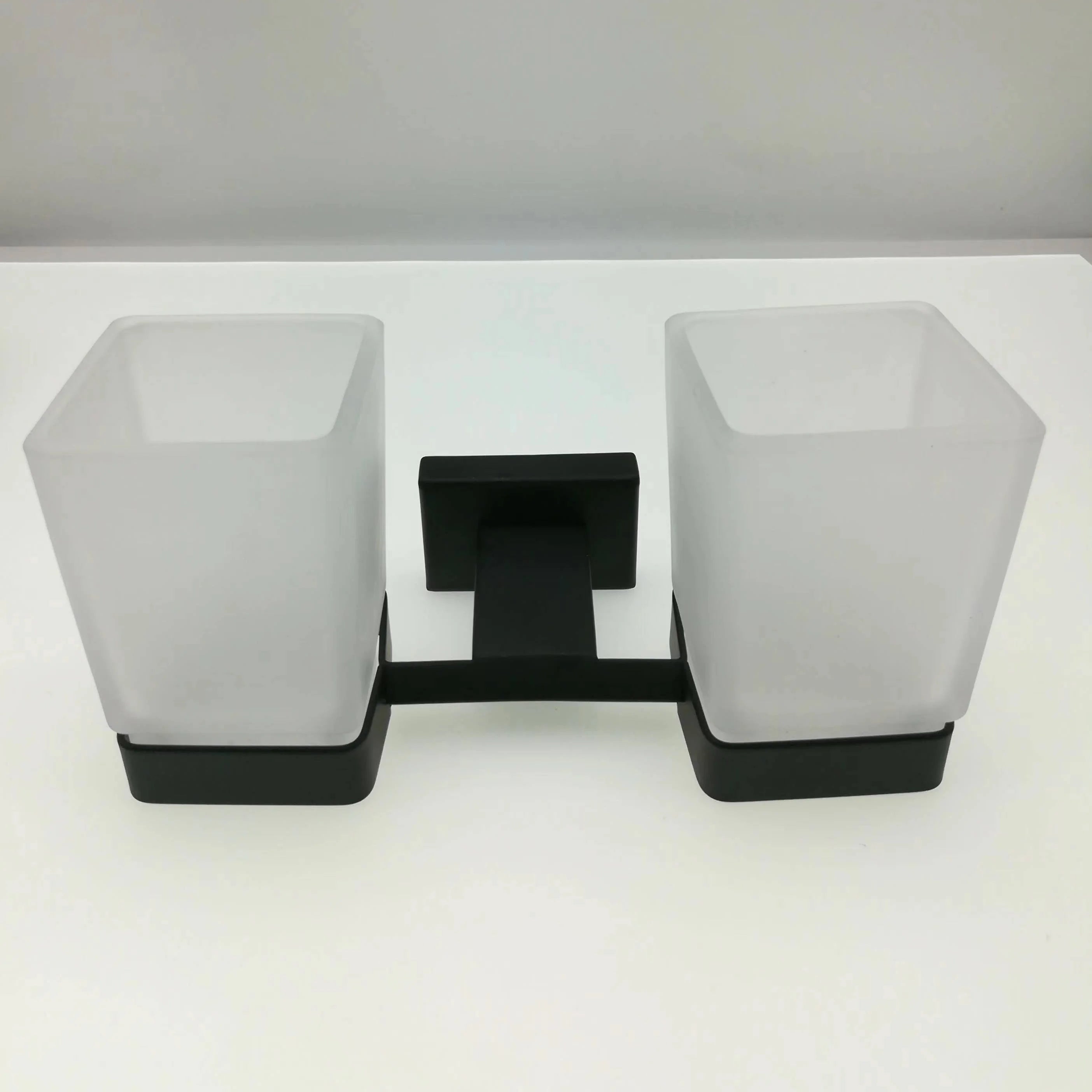 bathroom wall mounted square glass soap dish, liquid soap dispenser, toilet brush holder, toothbrush cup with SUS304 rack