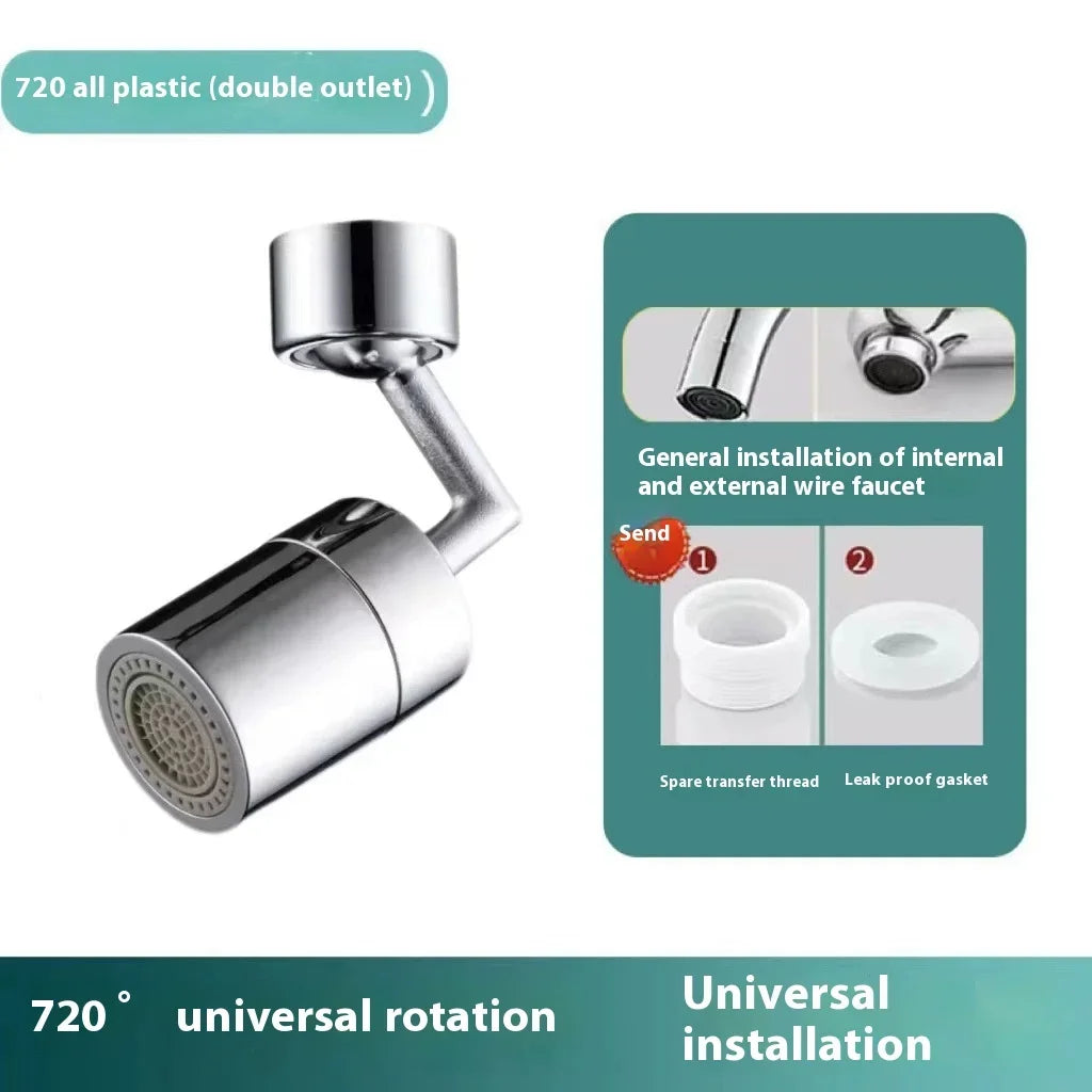 ZEXEF 720° Swivel Faucet Spray Head Kitchen Tap Aerator Bathroom Rotatable Extension Faucet Filter Nozzle Dual Mode Water Saving