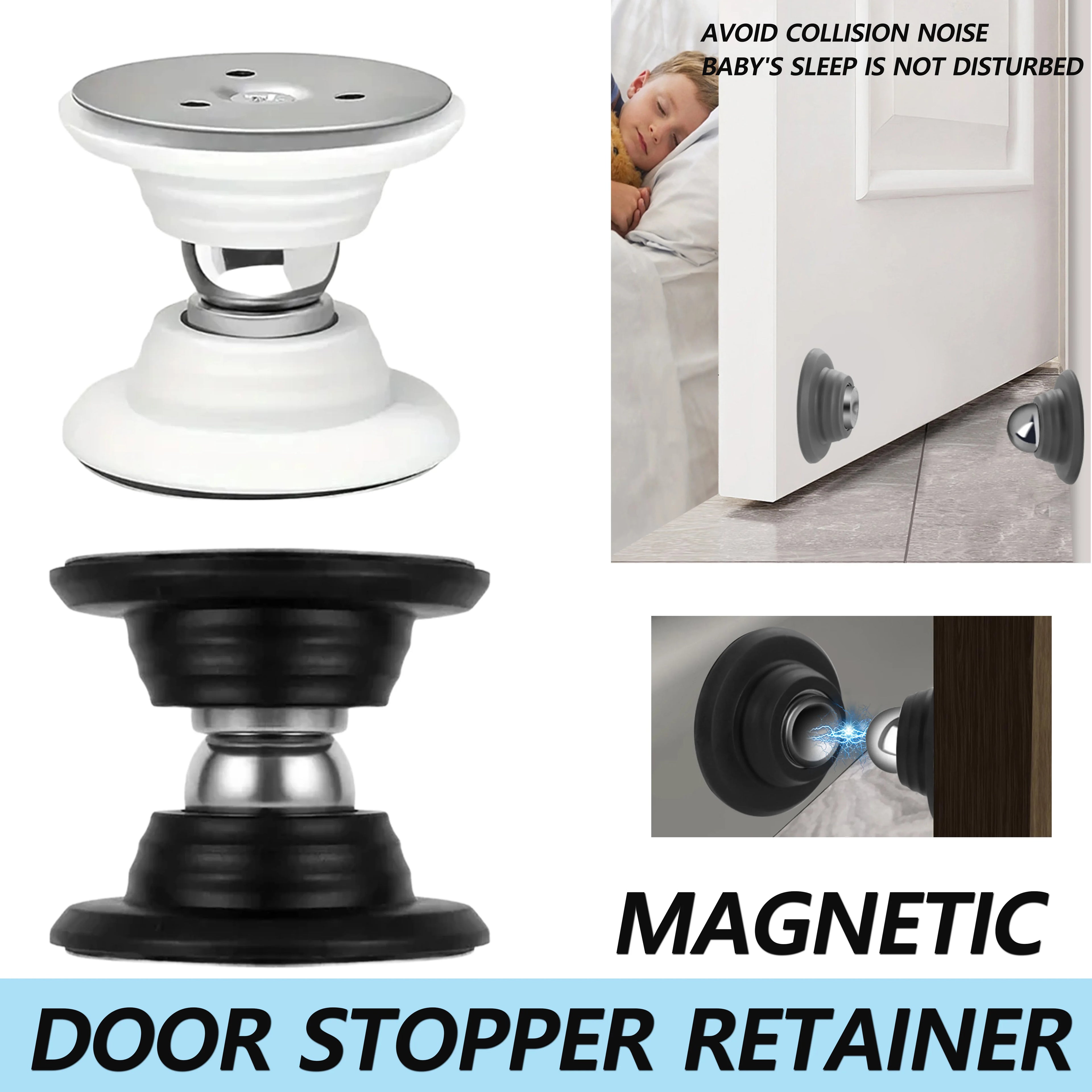 Magnetic Door Stopper Holder Free-punch Kitchen Door Stop Silicone  Anti Collision Windproof Household  Accessories Retainer
