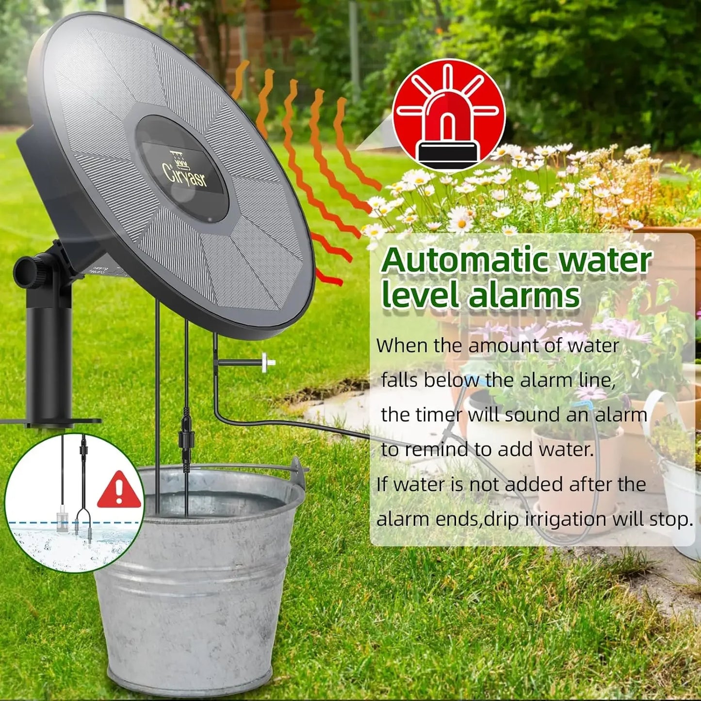 Solar drip irrigation kit, automatic watering system with timer mode, suitable for potted plants, balconies, courtyards